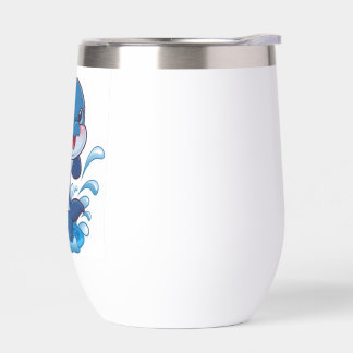 "Adorable Cartoon Dolphin Splashing in Joy"