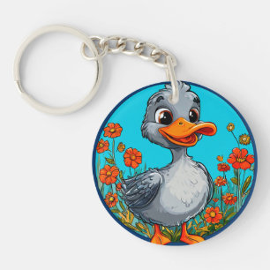 Adorable cartoon duckling key ring