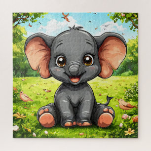 Adorable Cartoon Elephant Jigsaw Puzzle