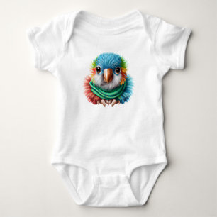 Adorable Cartoon Fluffy Happy Baby Parrot  Bodysuit