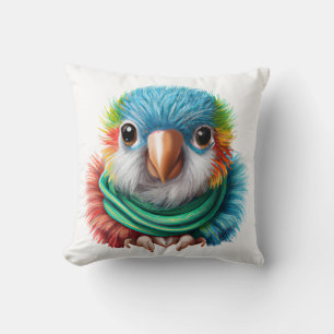 Adorable Cartoon Fluffy Happy Baby Parrot Photo P Cushion