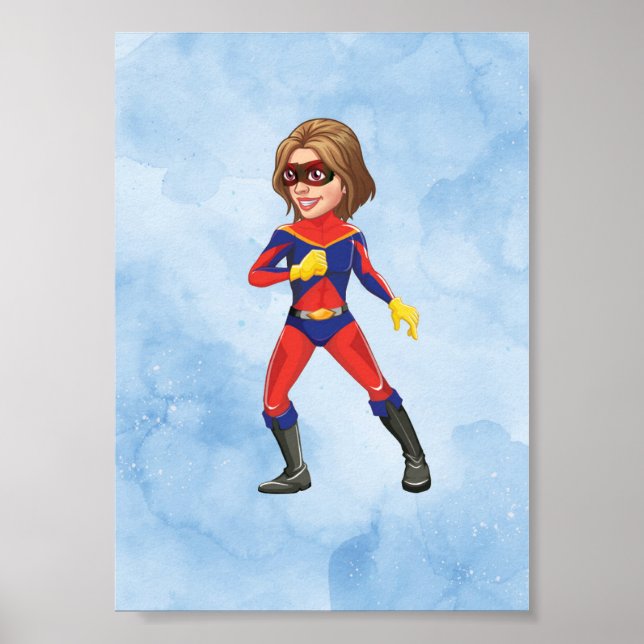 Adorable Cartoon Girl Printable Poster Wall Art (Front)