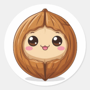 Adorable Cartoon Hazelnut Mascot Classic Round Sticker
