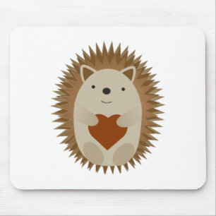 Adorable Cartoon Hedgehog Holding a Heart Mouse Mat