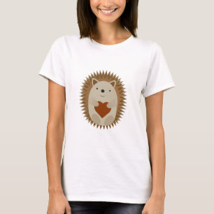 Adorable Cartoon Hedgehog Holding a Heart T-Shirt