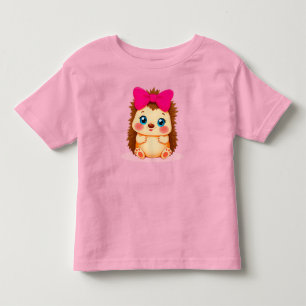 Adorable Cartoon Hedgehog With Pink Bow Toddler T-Shirt