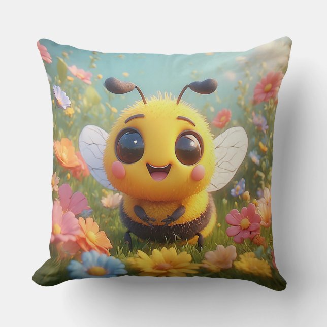Adorable Cartoon Honey Bee Cushion (Front)