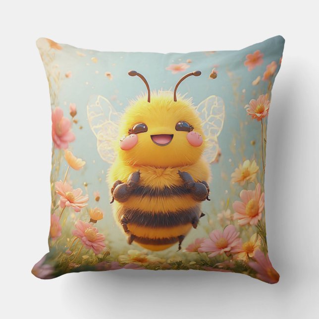 Adorable Cartoon Honey Bee Cushion (Front)