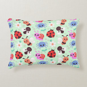 Adorable Cartoon Insects and Flowers Decorative Cushion