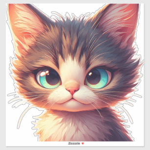Adorable Cartoon Kitten With Big Eyes
