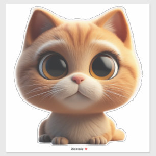 Adorable Cartoon Kitten With Big Eyes