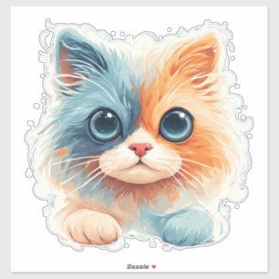 Adorable Cartoon Kitten With Big Eyes