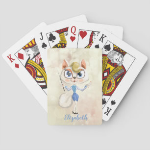 Adorable Cartoon Kitty,Bokeh-Personalised Playing Cards