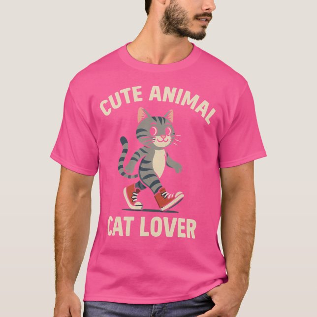 Adorable Cartoon Kitty in Sneakers Graphic Tee (Front)