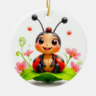 Adorable Cartoon Ladybug Ceramic Tree Decoration