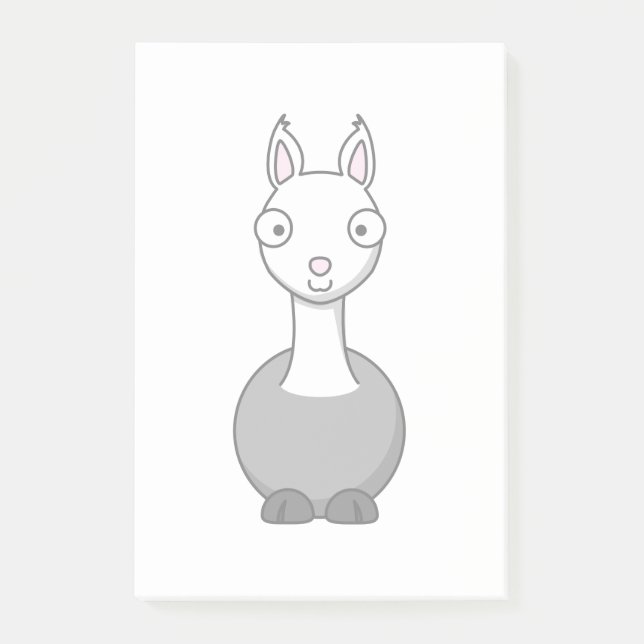 Adorable Cartoon Llama Post-it Notes (Front)