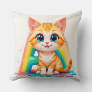 Adorable Cartoon Orange Kitten Cushion
