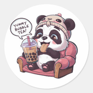 Adorable Cartoon Panda: Cozy, Kawaii Vibes Classic Round Sticker