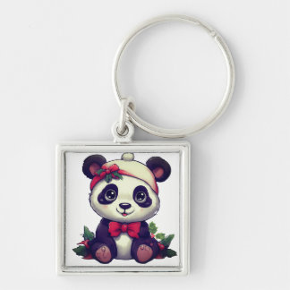 Adorable cartoon panda for Festive seasons Key Ring