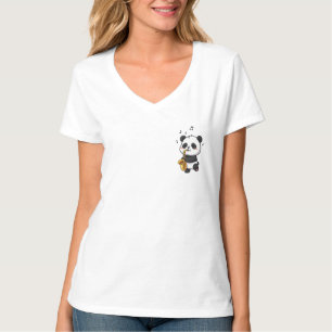 Adorable Cartoon Panda Playing Golden Saxophone T-Shirt