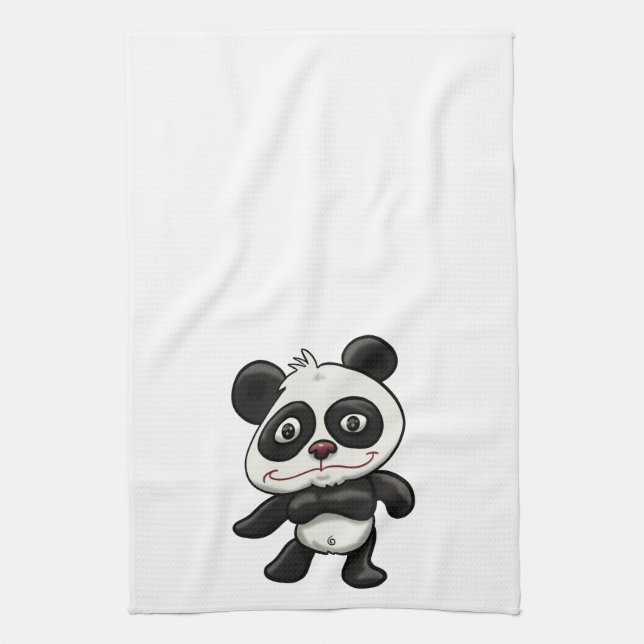 Adorable Cartoon Panda Tea Towel (Vertical)