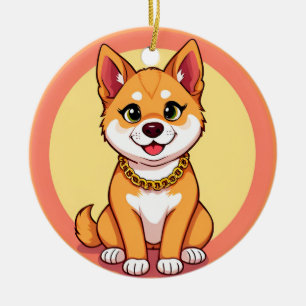 Adorable Cartoon Puppy Ceramic Tree Decoration