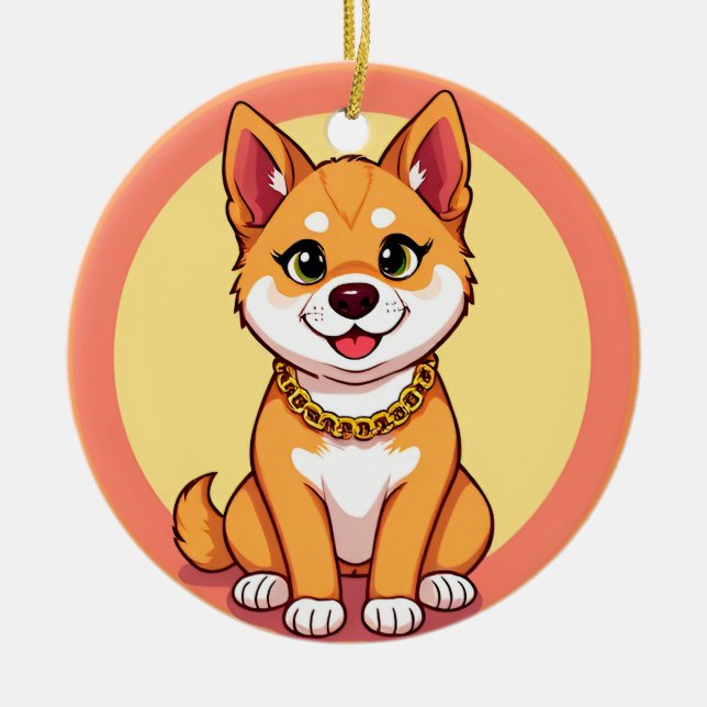 Adorable Cartoon Puppy Ceramic Tree Decoration (Front)