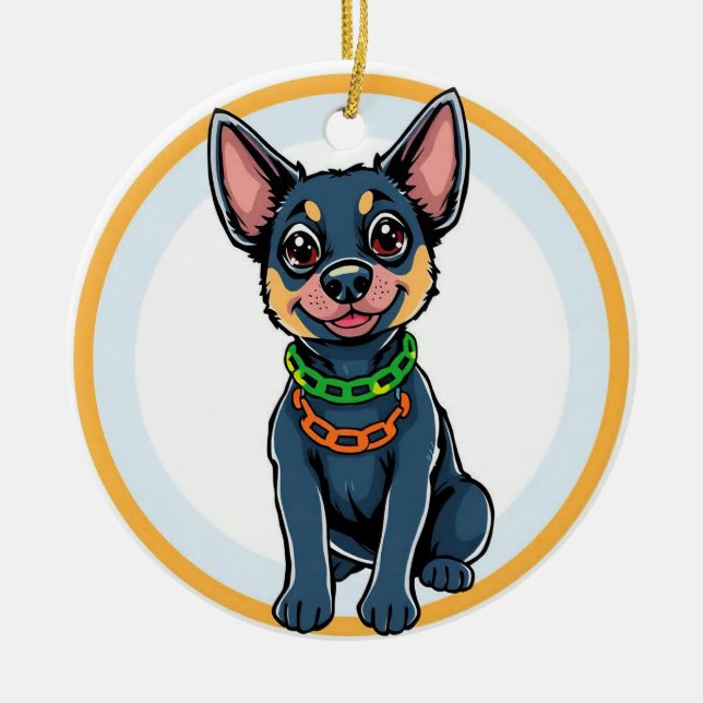 Adorable Cartoon Puppy Ceramic Tree Decoration (Front)