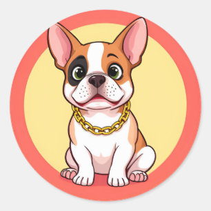 Adorable Cartoon Puppy Classic Round Sticker