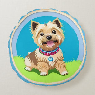 Adorable cartoon puppy for kids room decor round cushion