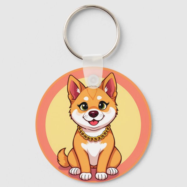 Adorable Cartoon Puppy Key Ring (Front)