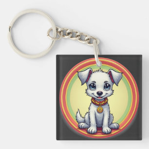 Adorable Cartoon Puppy Key Ring