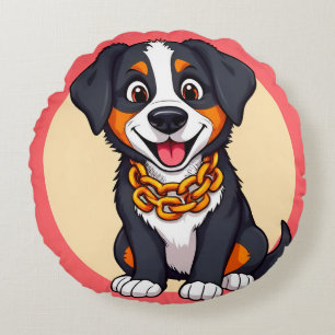 Adorable Cartoon Puppy Round Cushion