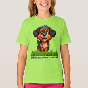 Adorable Cartoon Puppy with Bright Eyes T-Shirt