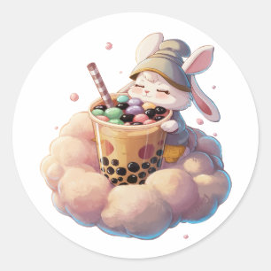 Adorable Cartoon Rabbit: Cozy, Kawaii Vibes Classic Round Sticker