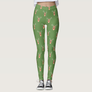 Adorable Cartoon Reindeer,Merry Christmas Leggings