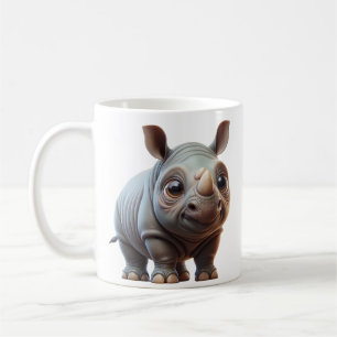Adorable Cartoon Rhino Character Design Coffee Mug