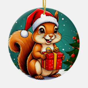 Adorable Cartoon Squirrel Ceramic Tree Decoration