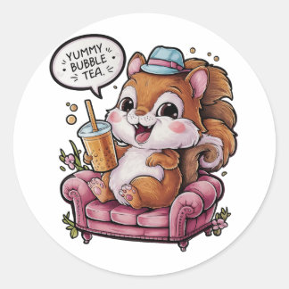Adorable Cartoon Squirrel: Cozy, Kawaii Vibes Classic Round Sticker