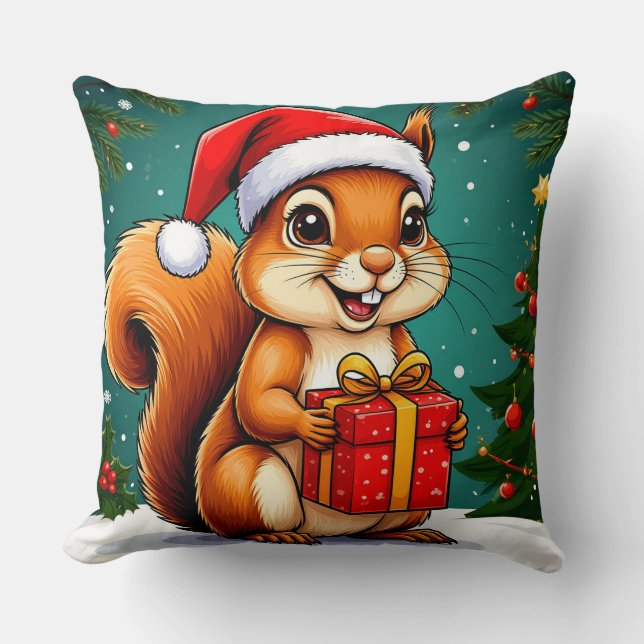 Adorable Cartoon Squirrel Cushion (Front)
