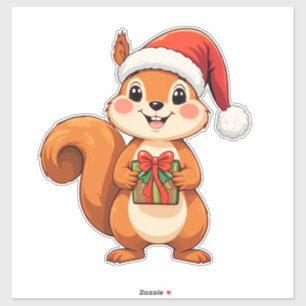 Adorable Cartoon Squirrel Holding a Gift
