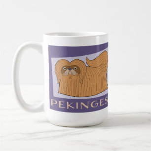 Adorable Cartoon Style Pekingese Dog Coffee Mug