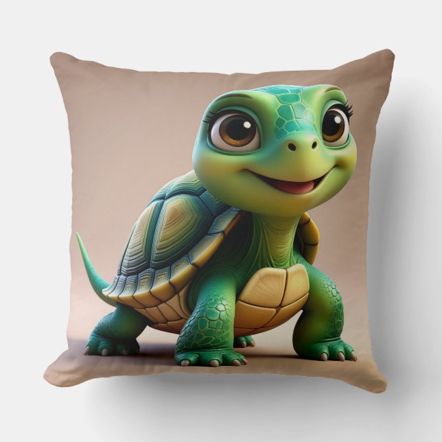 Adorable Cartoon Turtle Character Cushion (Front)