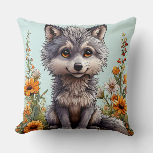 Adorable Cartoon Wolf Cushion