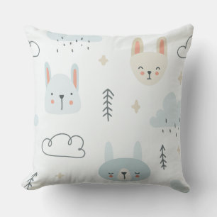 Adorable cartoons pastel pattern blue whie kids cushion