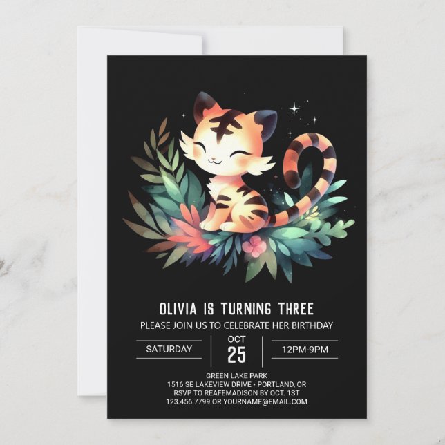 Adorable Castle Tiger Birthday Invitation (Front)