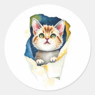 Adorable Cat: A Purr-fect Design of Cuteness 🐾✨ Classic Round Sticker