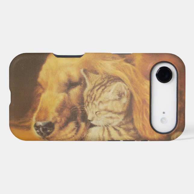 Adorable Cat and Dog Cuddle  (Back (Horizontal))