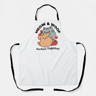 Adorable Cat and Dog Hug – Meow & Woof Design Apron