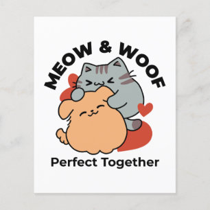 Adorable Cat and Dog Hug – Meow & Woof Design Flyer